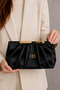 Women's Satin Black Clutch Chain Hand and Shoulder Bag - Evening Bag