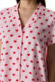 Pink Cute Hearts Buttoned Shirt Pajama Set with Shorts - 2