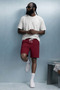 Men's Elastic Double Pocket Relax Burgundy Shorts - 4