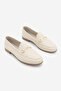 Women's Genuine Leather Chain Loafer Casual Shoes Tanle Beige - 5