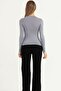 Women's Gray Viscose Long Sleeve V-Neck Body - 3