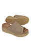 , Women's Genuine Leather Wedge Heel Slippers 161992Z1601 Beige - 5