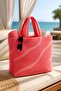 100% Cotton Pink Beach Towel Turning into Beach Bag - 5