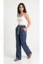 Blue Women's Muslin Palazzo Pants Wide Leg High Waist