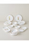 Point Ceramic Breakfast Set 14 Pieces for 6 People Colorful