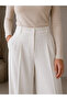 Women's Double Pleated Wide Leg White Palazzo Pants - 2