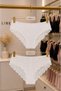 New Season Premium Large Size Lace Laser Tulle Detailed Stylish Brazilian Panties White 3-Piece Pack - 5