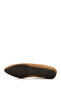 Women's Light Tan Pointed Toe Flat Sole Genuine Leather Ballerinas - 5