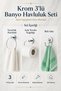 Chrome Triple Bathroom Set - Round Towel Holder, Paper Holder, Robe Hanger - 6