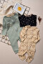 100% Cotton Unisex Baby 3-Piece Jumpsuit Set Without Booties Dinosaur Patterned - 5