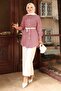Striped Pocket Detailed Suit Claret Red 19242