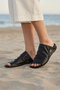 Black Leather Women's Flat Slippers 01Wu7602 - 2