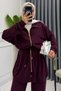 Oversize Zippered Lace-Up Waist Modal Women's Suit 3184 Plum - Special Series - 3