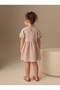 Baby Girl and Child Waffle Fabric Dress Checkered Brown - 2