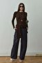 Acı Kahve Ray Corded Fabric Knitwear Blouse - 7