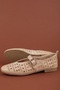 Women's Genuine Leather Daily Perforated Strap Ballerinas Hl.24500 Beige - 3