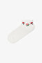 3 Pairs of Cotton Floral Patterned Ruffle Booties Socks - 4