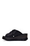 Women's Black Wedge Heeled Leather Comfort Slippers 26Sfd342118 - 3