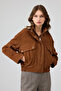 Anita Women's Brown Oversize Short Suede Leather Coat 25Wgd53301B - 2