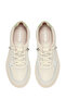 Women's Beige Lace-Up Leather Sneakers 26Pfd494818 - 4