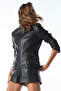 Nora Women's Black Judge Collar Short Leather Jacket 25Wge56011M