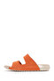 Women's Orange Banded Nubuck Leather Comfort Slippers 26Pfd5018V3 - 3