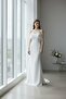Pearl Detail Strapless Wedding Dress Off-Shoulder, Slim Fit, White Evening Dress - 2