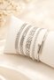 Silver Color 5-Piece Zircon Stone Detailed Women's Bracelet Combination - 3