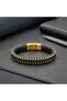 Men's Bracelet with Black Leather and Yellow Drop Steel Chain 31684B1D2-4 - 4