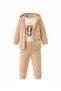 Teddy Bear Printed 100% Cotton Hooded Cardigan, Bodysuit and Pants 3-Piece Set