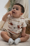 Cute Dog Print Striped T-Shirt and Shorts Set - 8