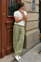 Khaki Men's Relaxed Cut Linen Trousers 6539
