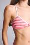 Regular Fit Wrinkled Textured Striped Pink Bikini Top G7027Ax26Sm - 4