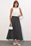 Women's Belted Long Polka Dot Skirt 8078 - Black - 5