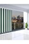 Balcony Curtain Tarpaulin Fabric-Enxboy Rainproof-Thick-Lace-Up-Buttoned Green White - 3