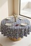 Premium Quality Blue White Round Tablecloth Geometric Pattern Stain Resistant Fabric Stylish Living Room Cover - 5