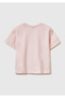 Girl's dusty pink t-shirt with printed patch detail and logo detail on the hem - 2