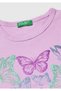 Girl's Pink Glitter Graphic Printed Round Neck T-Shirt - 3