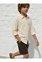 Long Sleeve Basic Shirt for Ages 6-9 - Beige 7-8 Years