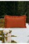 Pera Cotton Linen Ruffled Natural Beige Rectangular Cushion Cover-Rustic, Hand-Stitched, Cushion Cover-35X50Cm - 7