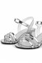 Platinum Gray Patent Leather Stoned Thick Girl's Evening Dress Heeled Shoes - 8