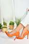 Orange Satin Fabric Stoned Women's Stiletto M253972004 - 5