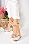 Silver Glitter Platform Thick Heeled Women's Evening Dress Shoes M348202614 - 2