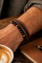 Premium Men's Bracelet Natural Stone Design Leather Bracelet Series – Real Natural Stone Tiger's Eye and Onyx - 3