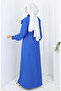 Rubber detailed belted dress 2063-05 cobalt blue - 6