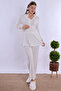 Cotton Maternity and Postpartum Pajama Set with Breastfeeding Feature – Elastic Waistband Effortt - Ecru - 4