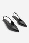 Women's Stiletto Open Back V-Neck Short Classic Heeled Shoes with Sewing Detail on the Front Orvani Black - 5