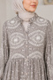 Women's Wide Cut Patterned Viscose Hijab Dress - 3