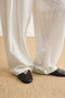 Wide Pleated Linen Trousers White - 8