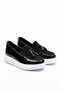 Zrn002 Premium Casual Men's Loafer Black White Patent Leather